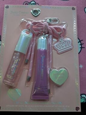 Juicy Pink Hydrating Lip Gloss Duo with Crown Charm